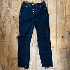 Agolde Black Riley Jeans with Rips Size 23